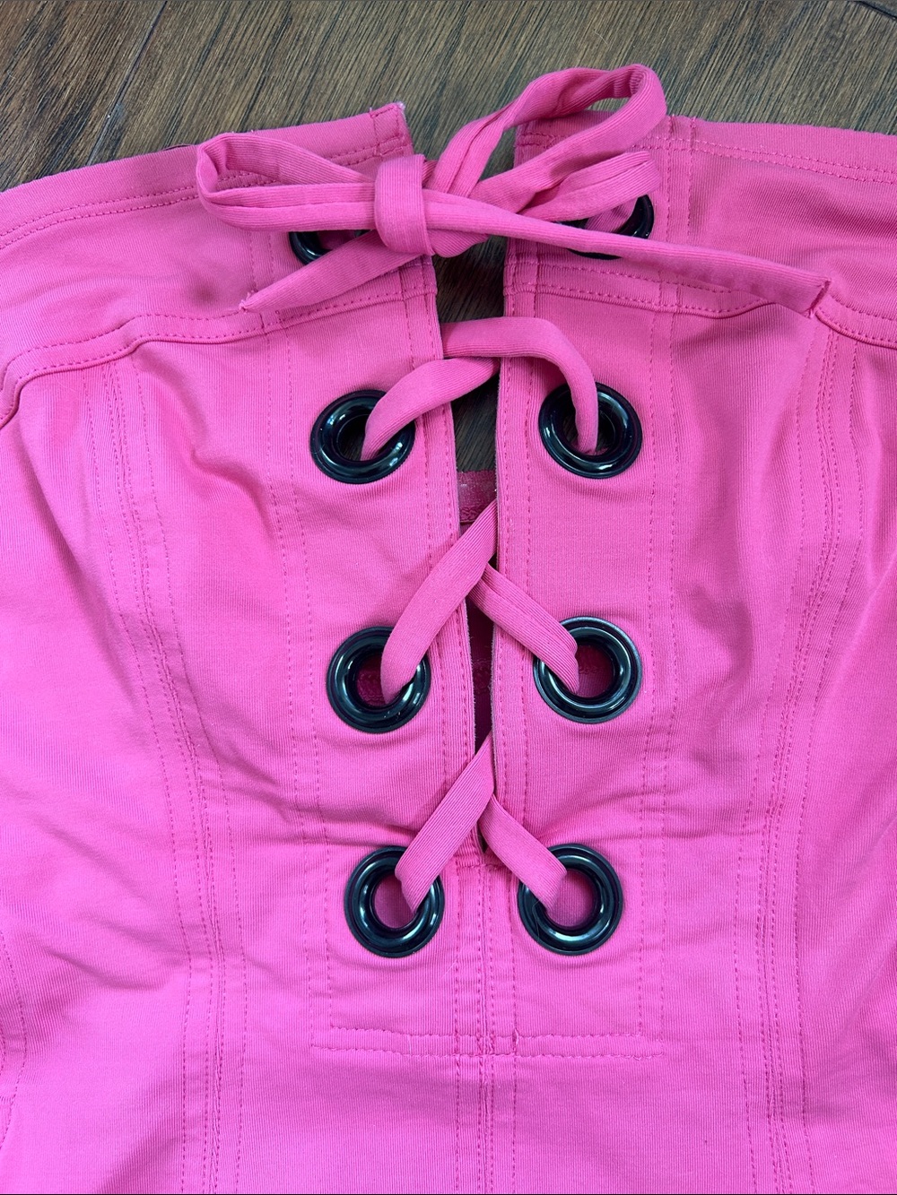 Eres Nikko Mila Lace-Up Bandeau Bathing Suit BRIGHT PINK Great Condition - Picture 4 of 16
